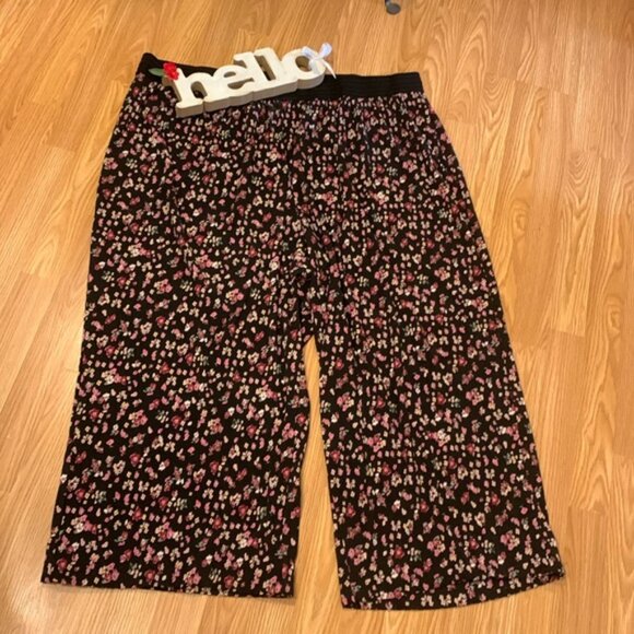 Penningtons Wide Leg Stretch Pleated Floral Culottes Pants - Picture 2 of 8